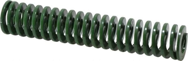 Dayton Lamina - 1" Hole Diam, 1/2" Rod Diam, 5" Free Length, Green Die Spring - 9.6 Lb Max Deflection, 2" Max Deflection, Light Duty, Chromium Vanadium Steel - Exact Tooling