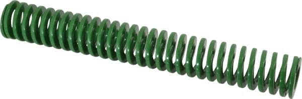 Dayton Lamina - 1" Hole Diam, 1/2" Rod Diam, 7" Free Length, Green Die Spring - 6.9 Lb Max Deflection, 2.8" Max Deflection, Light Duty, Chromium Vanadium Steel - Exact Tooling