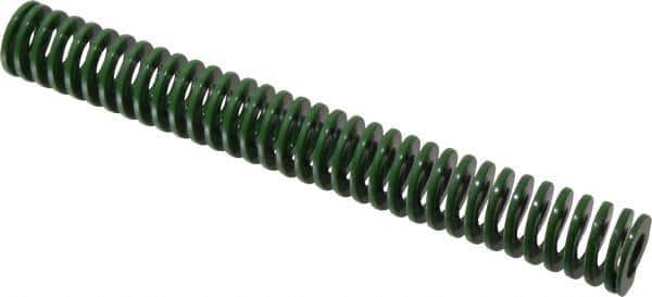 Dayton Lamina - 1" Hole Diam, 1/2" Rod Diam, 8" Free Length, Green Die Spring - 6 Lb Max Deflection, 3.2" Max Deflection, Light Duty, Chromium Vanadium Steel - Exact Tooling