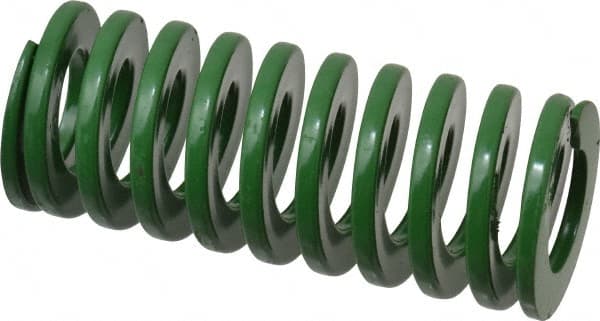 Dayton Lamina - 1-1/4" Hole Diam, 5/8" Rod Diam, 3" Free Length, Green Die Spring - 26.3 Lb Max Deflection, 1.2" Max Deflection, Light Duty, Chromium Vanadium Steel - Exact Tooling