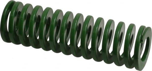Dayton Lamina - 1-1/4" Hole Diam, 5/8" Rod Diam, 4" Free Length, Green Die Spring - 19.2 Lb Max Deflection, 1.61" Max Deflection, Light Duty, Chromium Vanadium Steel - Exact Tooling