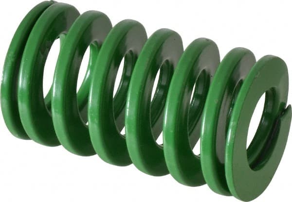 Dayton Lamina - 1-1/2" Hole Diam, 3/4" Rod Diam, 2-1/2" Free Length, Green Die Spring - 45.8 Lb Max Deflection, 1.01" Max Deflection, Light Duty, Chromium Vanadium Steel - Exact Tooling