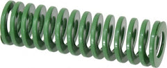 Dayton Lamina - 1-1/2" Hole Diam, 3/4" Rod Diam, 5" Free Length, Green Die Spring - 21.6 Lb Max Deflection, 2" Max Deflection, Light Duty, Chromium Vanadium Steel - Exact Tooling