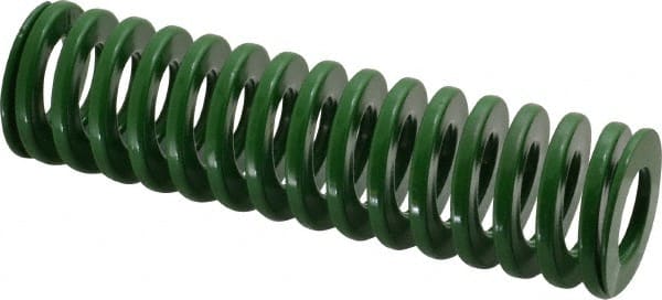 Dayton Lamina - 1-1/2" Hole Diam, 3/4" Rod Diam, 5-1/2" Free Length, Green Die Spring - 19.4 Lb Max Deflection, 2.2" Max Deflection, Light Duty, Chromium Vanadium Steel - Exact Tooling