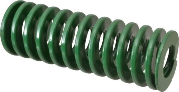 Dayton Lamina - 2" Hole Diam, 1" Rod Diam, 5-1/2" Free Length, Green Die Spring - 36 Lb Max Deflection, 2.2" Max Deflection, Light Duty, Chromium Vanadium Steel - Exact Tooling