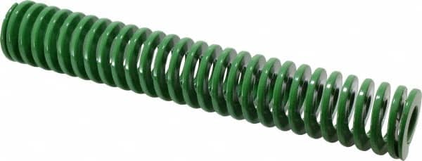 Dayton Lamina - 2" Hole Diam, 1" Rod Diam, 12" Free Length, Green Die Spring - 15.5 Lb Max Deflection, 4.8" Max Deflection, Light Duty, Chromium Vanadium Steel - Exact Tooling