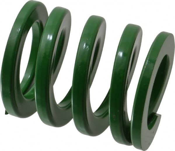 Dayton Lamina - 2-1/2" Hole Diam, 1-1/2" Rod Diam, 3" Free Length, Green Die Spring - 110 Lb Max Deflection, 1.2" Max Deflection, Light Duty, Chromium Vanadium Steel - Exact Tooling