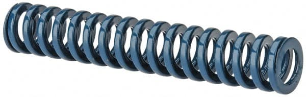 Dayton Lamina - 5/8" Hole Diam, 11/32" Rod Diam, 3-1/2" Free Length, Blue Die Spring - 8.7 Lb Max Deflection, 1.31" Max Deflection, Medium Duty, Chromium Vanadium Steel - Exact Tooling