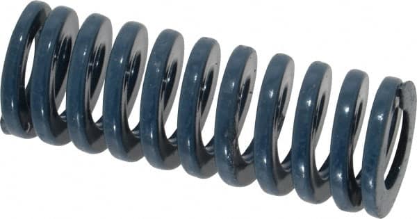 Dayton Lamina - 3/4" Hole Diam, 3/8" Rod Diam, 2" Free Length, Blue Die Spring - 22.2 Lb Max Deflection, 0.75" Max Deflection, Medium Duty, Chromium Vanadium Steel - Exact Tooling