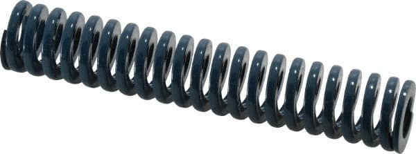 Dayton Lamina - 3/4" Hole Diam, 3/8" Rod Diam, 4" Free Length, Blue Die Spring - 10.6 Lb Max Deflection, 1.51" Max Deflection, Medium Duty, Chromium Vanadium Steel - Exact Tooling