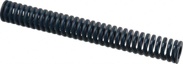 Dayton Lamina - 3/4" Hole Diam, 3/8" Rod Diam, 6" Free Length, Blue Die Spring - 6.9 Lb Max Deflection, 2.24" Max Deflection, Medium Duty, Chromium Vanadium Steel - Exact Tooling