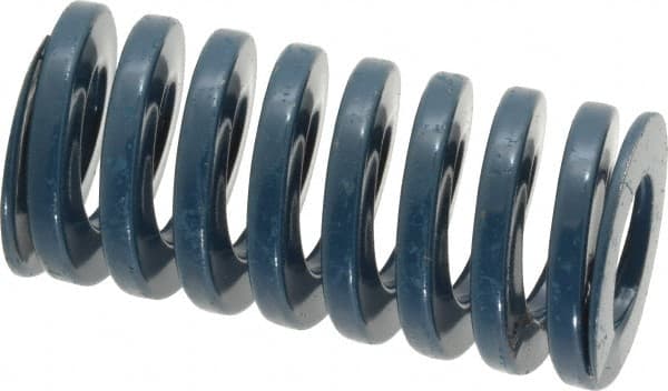 Dayton Lamina - 1" Hole Diam, 1/2" Rod Diam, 2" Free Length, Blue Die Spring - 41 Lb Max Deflection, 0.75" Max Deflection, Medium Duty, Chromium Vanadium Steel - Exact Tooling