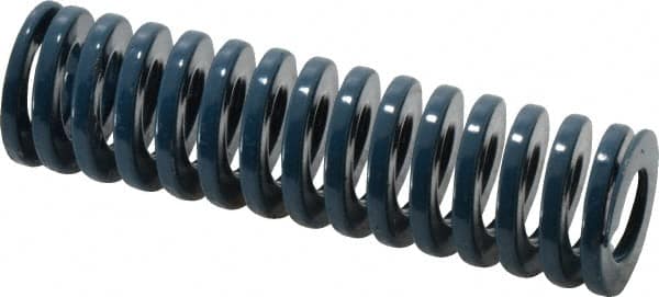 Dayton Lamina - 1" Hole Diam, 1/2" Rod Diam, 3-1/2" Free Length, Blue Die Spring - 21.6 Lb Max Deflection, 1.31" Max Deflection, Medium Duty, Chromium Vanadium Steel - Exact Tooling