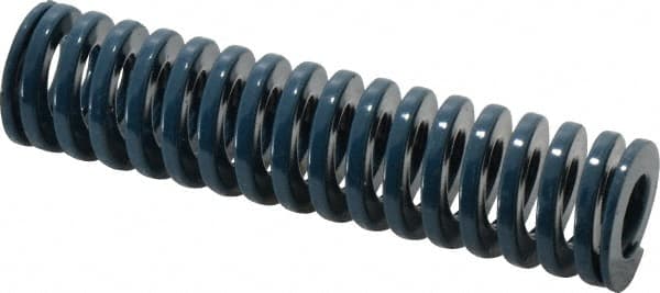 Dayton Lamina - 1" Hole Diam, 1/2" Rod Diam, 4" Free Length, Blue Die Spring - 18.8 Lb Max Deflection, 1.51" Max Deflection, Medium Duty, Chromium Vanadium Steel - Exact Tooling