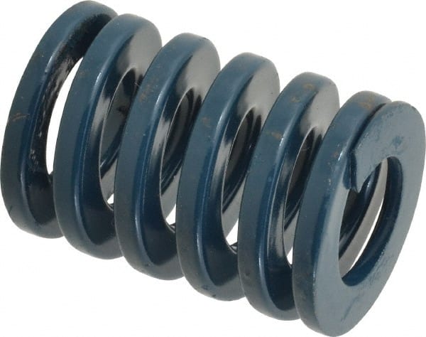 Dayton Lamina - 1-1/4" Hole Diam, 5/8" Rod Diam, 1-3/4" Free Length, Blue Die Spring - 77.9 Lb Max Deflection, 0.65" Max Deflection, Medium Duty, Chromium Vanadium Steel - Exact Tooling