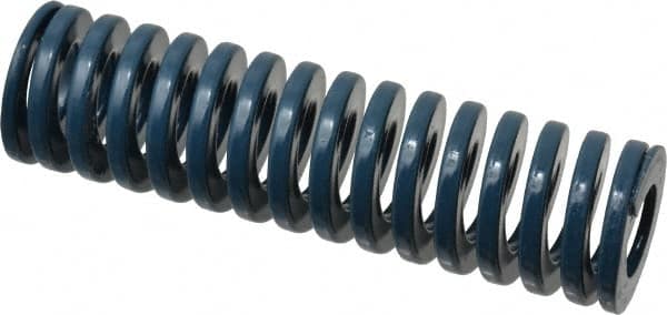 Dayton Lamina - 1-1/4" Hole Diam, 5/8" Rod Diam, 4-1/2" Free Length, Blue Die Spring - 26.3 Lb Max Deflection, 1.7" Max Deflection, Medium Duty, Chromium Vanadium Steel - Exact Tooling