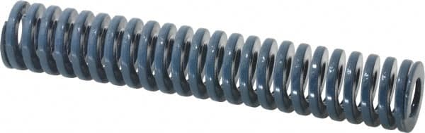 Dayton Lamina - 1-1/4" Hole Diam, 5/8" Rod Diam, 7" Free Length, Blue Die Spring - 16.6 Lb Max Deflection, 2.63" Max Deflection, Medium Duty, Chromium Vanadium Steel - Exact Tooling