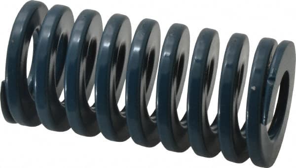 Dayton Lamina - 2" Hole Diam, 1" Rod Diam, 4" Free Length, Blue Die Spring - 69.6 Lb Max Deflection, 1.51" Max Deflection, Medium Duty, Chromium Vanadium Steel - Exact Tooling