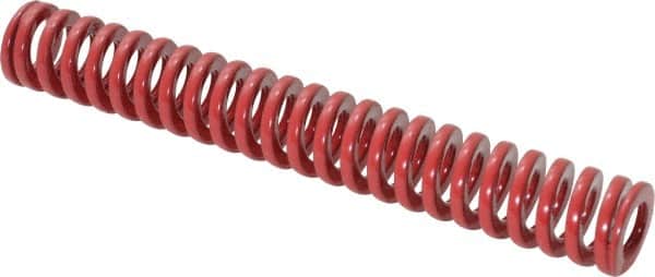 Dayton Lamina - 1/2" Hole Diam, 9/32" Rod Diam, 3-1/2" Free Length, Red Die Spring - 6.2 Lb Max Deflection, 1.05" Max Deflection, Heavy Duty, Chromium Vanadium Steel - Exact Tooling