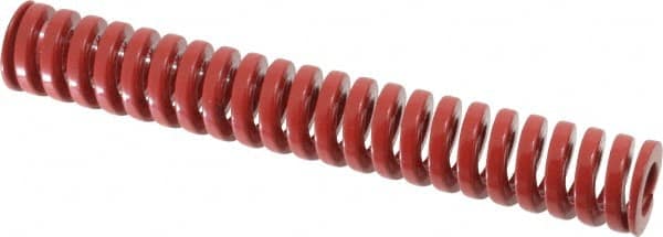 Dayton Lamina - 3/4" Hole Diam, 3/8" Rod Diam, 5" Free Length, Red Die Spring - 21.2 Lb Max Deflection, 1.5" Max Deflection, Heavy Duty, Chromium Vanadium Steel - Exact Tooling
