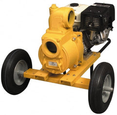 American Machine & Tool - 13.0 HP, 3,600 RPM, 4 Port Size, 2 Solids Handling, Honda OHV, Self Priming Engine Pump - Aluminum, 6.9 Quart Tank Size, Buna-N and Silicon Carbide Shaft Seal, Stainless Steel Shaft Sleeve - Exact Tooling