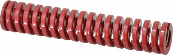 Dayton Lamina - 1" Hole Diam, 1/2" Rod Diam, 5" Free Length, Red Die Spring - 33.1 Lb Max Deflection, 1.5" Max Deflection, Heavy Duty, Chromium Vanadium Steel - Exact Tooling