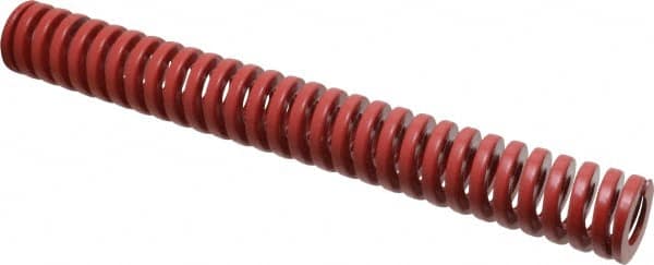 Dayton Lamina - 1" Hole Diam, 1/2" Rod Diam, 8" Free Length, Red Die Spring - 20.5 Lb Max Deflection, 2.4" Max Deflection, Heavy Duty, Chromium Vanadium Steel - Exact Tooling