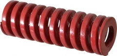 Dayton Lamina - 1-1/4" Hole Diam, 5/8" Rod Diam, 3-1/2" Free Length, Red Die Spring - 80.1 Lb Max Deflection, 1.05" Max Deflection, Heavy Duty, Chromium Vanadium Steel - Exact Tooling