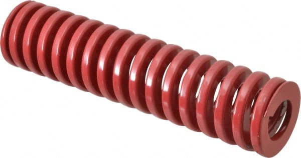 Dayton Lamina - 2" Hole Diam, 1" Rod Diam, 8" Free Length, Red Die Spring - 65.3 Lb Max Deflection, 2.4" Max Deflection, Heavy Duty, Chromium Vanadium Steel - Exact Tooling