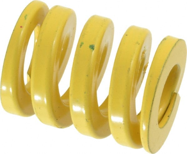 Dayton Lamina - 1" Hole Diam, 1/2" Rod Diam, 1-1/4" Free Length, Yellow Die Spring - 202 Lb Max Deflection, 0.31" Max Deflection, Extra Heavy Duty, Chromium Vanadium Steel - Exact Tooling