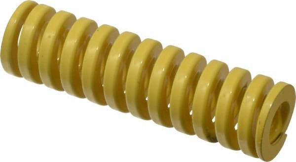 Dayton Lamina - 1" Hole Diam, 1/2" Rod Diam, 3-1/2" Free Length, Yellow Die Spring - 60.2 Lb Max Deflection, 0.88" Max Deflection, Extra Heavy Duty, Chromium Vanadium Steel - Exact Tooling