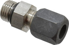 Made in USA - 3/8" OD, Grade 316Stainless Steel Male Connector - -75 to 750°F, 11/16" Hex, Comp x Straight Thread O-Ring Ends - Exact Tooling