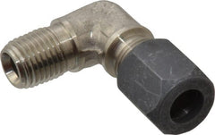 Made in USA - 3/8" OD, Grade 316Stainless Steel Male Elbow - -75 to 750°F, 9/16" Hex, Comp x MPT Ends - Exact Tooling