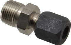 Made in USA - 3/8" OD, Grade 316Stainless Steel Male Connector - -75 to 750°F, 3/4" Hex, Comp x MPT Ends - Exact Tooling