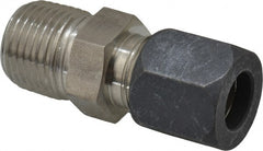 Made in USA - 1/2" OD, Grade 316Stainless Steel Male Connector - -75 to 750°F, 7/8" Hex, Comp x MPT Ends - Exact Tooling