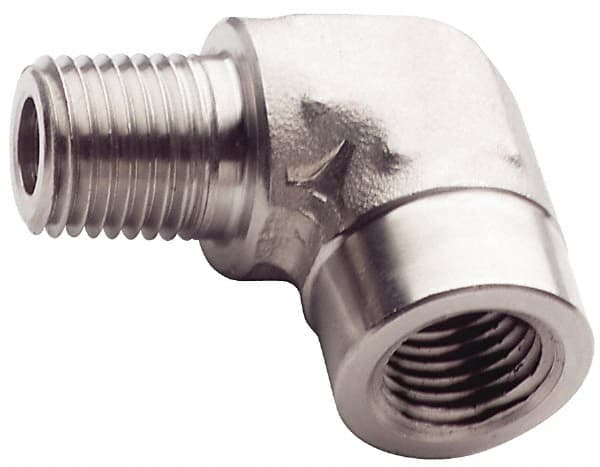 Made in USA - 3/4" Grade 316 Stainless Steel Pipe 90° Street Elbow - MNPT x FNPT End Connections, 3,000 psi - Exact Tooling