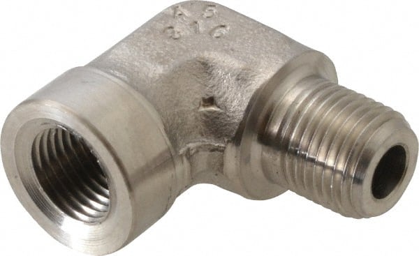 Made in USA - 1/8" Grade 316 Stainless Steel Pipe Fitting - FNPTF x MNPTF End Connections - Exact Tooling