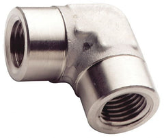 Made in USA - 1-1/2" Grade 316 Stainless Steel Pipe 90° Female Elbow - FNPT End Connections, 1,500 psi - Exact Tooling