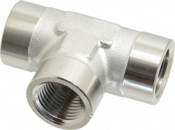 Made in USA - 1" Grade 316 Stainless Steel Pipe Tee - FNPT End Connections, 1,750 psi - Exact Tooling