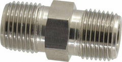 Made in USA - 1/2" Grade 316 Stainless Steel Pipe Hex Nipple - MNPTF x MNPTF End Connections - Exact Tooling