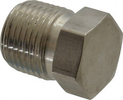Made in USA - 1/2" Grade 316 Stainless Steel Pipe Hex Head Plug - MNPTF End Connections - Exact Tooling