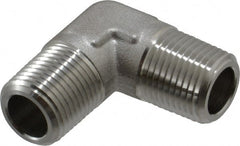 Made in USA - 3/4" Grade 316 Stainless Steel Pipe 90° Male Elbow - MNPT End Connections, 4,000 psi - Exact Tooling