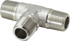 Made in USA - 1-1/4" Grade 316 Stainless Steel Pipe Tee - MNPT End Connections, 1,500 psi - Exact Tooling