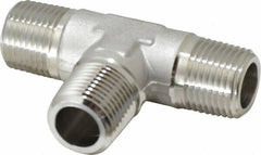 Made in USA - 1" Grade 316 Stainless Steel Pipe Tee - MNPT End Connections, 1,750 psi - Exact Tooling