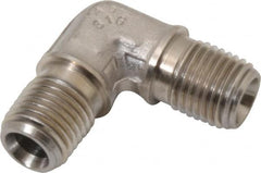 Made in USA - 1/4" Grade 316 Stainless Steel Pipe 90° Male Elbow - MNPTF x MNPTF End Connections - Exact Tooling