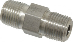 Made in USA - 1/8" Grade 316 Stainless Steel Pipe Hex Nipple - MNPTF x MNPTF End Connections - Exact Tooling