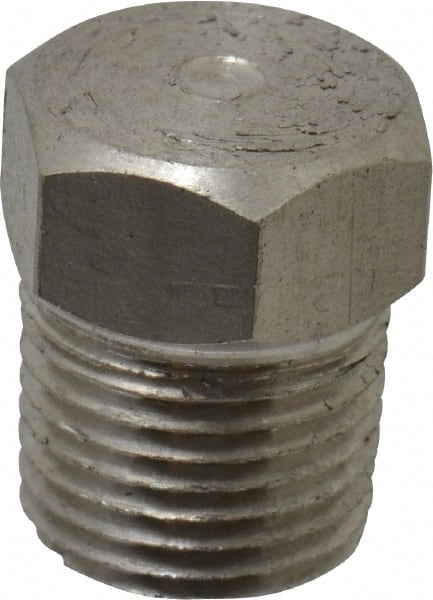 Made in USA - 1/8" Grade 316 Stainless Steel Pipe Hex Head Plug - MNPTF End Connections - Exact Tooling