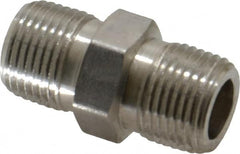 Made in USA - 3/8" Grade 316 Stainless Steel Pipe Hex Nipple - MNPTF x MNPTF End Connections - Exact Tooling