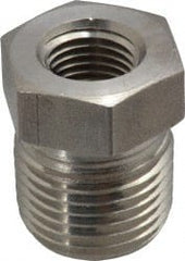 Made in USA - 3/4 x 1/8" Grade 316 Stainless Steel Pipe Hex Bushing - MNPT x FNPT End Connections, 4,800 psi - Exact Tooling