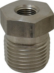 Made in USA - 1/2 x 1/8" Grade 316 Stainless Steel Pipe Hex Bushing - MNPTF x FNPTF End Connections - Exact Tooling
